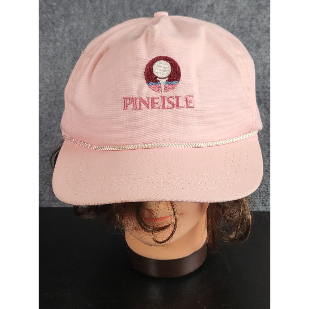 Vintage Duckster Pineisle Golf‎ Hat Pink Rope Accent Adjustable Strapback Cap